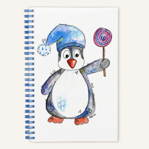 Niedlicher Whimsikaler Pinguin mit Lollipop Notizbuch