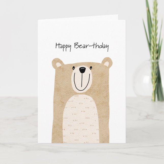 Niedlicher Whimsischer Bär Geburtstag Feiertagskarte (Vorderseite)