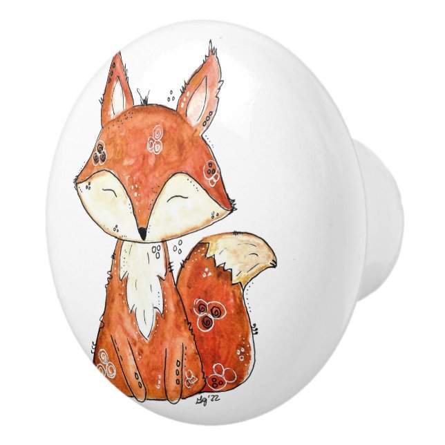 Niedlicher Whimsischer Fox Keramikknauf (Rechts)