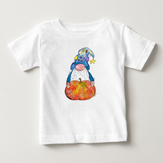 Niedlicher Whimsischer Herbstgnome mit Pumpkin Baby T-shirt (Vorderseite)
