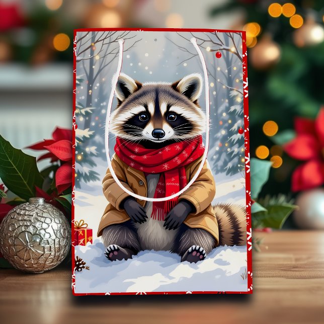 Niedlicher Whimsischer Raccoon Mittlere Geschenktüte (Von Creator hochgeladen)