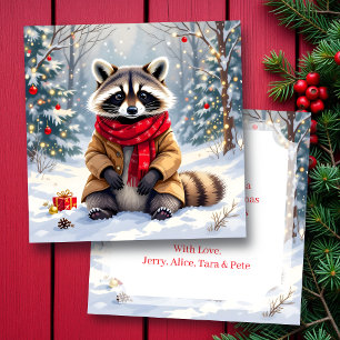 Niedlicher Whimsischer Raccoon Personalisierte Wei Karte