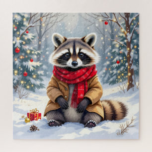 Niedlicher Whimsischer Raccoon Weihnachten Persona