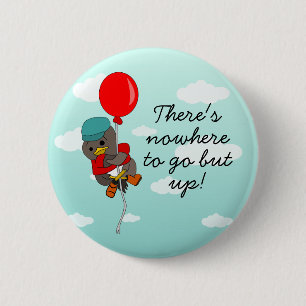 Niedlicher Whimsischer Vogel und Motivierend Zitat Button