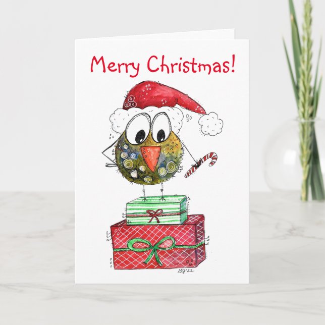 Niedlicher Whimsischer Weihnachtsbird Karte (Vorderseite)