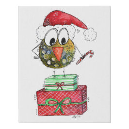 Niedlicher Whimsischer Weihnachtsbird Künstlicher Leinwanddruck