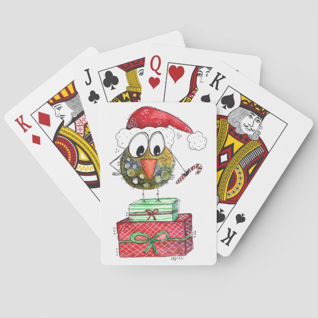 Niedlicher Whimsischer Weihnachtsbird Spielkarten (Rückseite)