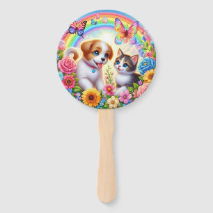 Niedlicher/whimsischer Welpe/Kätzchen Regenbogen Fächer