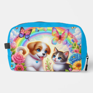 Niedlicher/whimsischer Welpe/Kätzchen Regenbogen Waschbeutel