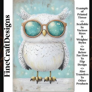 Niedlicher Whimsy Steampunk Weißes Owl BT6 Decoupa Seidenpapier