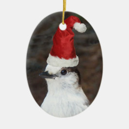 Niedlicher Whiskey-Jack Rote Weihnachtsmannmütze U Keramik Ornament