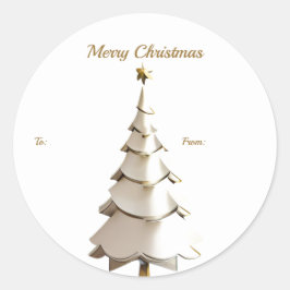 Niedlicher White Christmas Tree Geschenksticker Runder Aufkleber