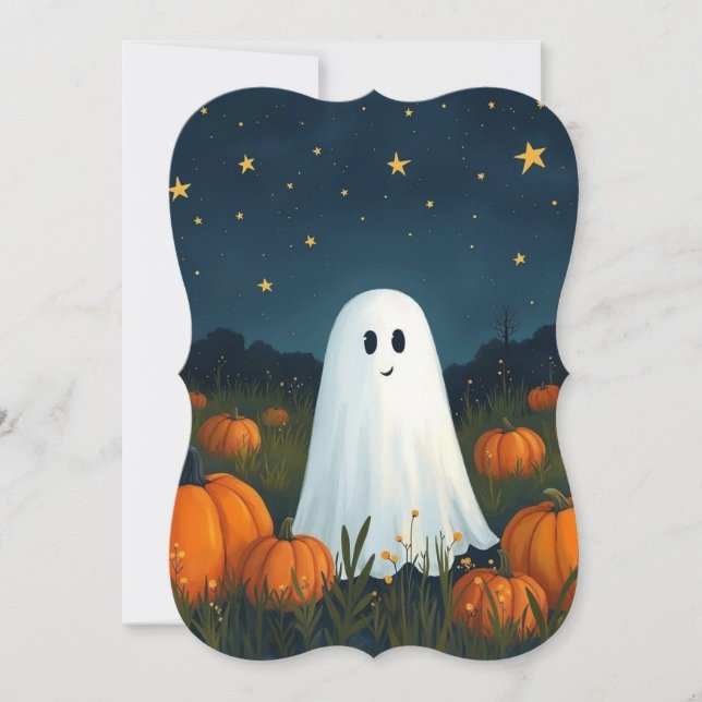 Niedlicher White Ghost mit Pumpkins (Vorderseite)
