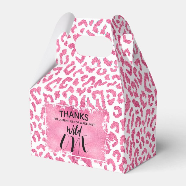 Niedlicher Wild One Pink Leopard Geschenkschachtel (Vorderseite)