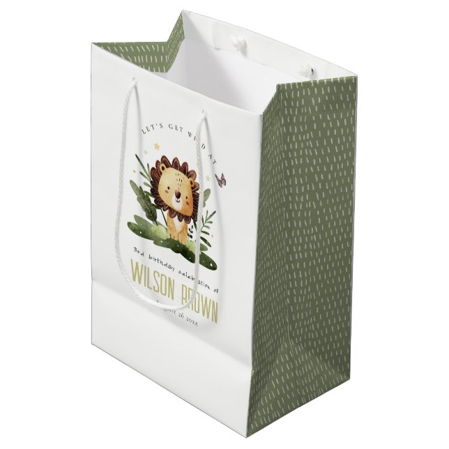 Niedlicher Wilder tropische Dschungel Mittlere Geschenktüte (Vorderseite Schrägansicht)