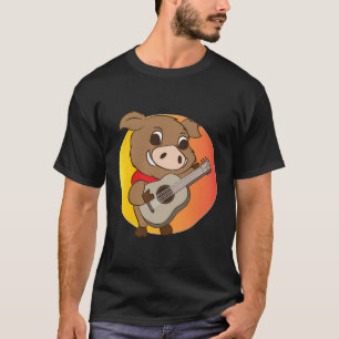 Niedlicher Wildschwein Gitarrist Schweine T-Shirt