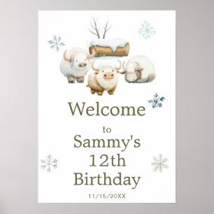 Niedlicher Winter Arctic Cow Baby Poster