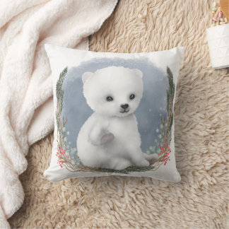 Niedlicher Winter Baby Polar Bärenwirbel Kissen