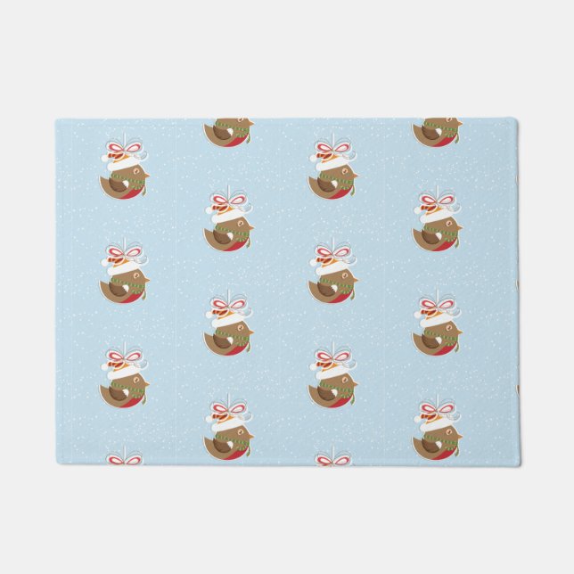 Niedlicher Winter Bird Weihnachtsentwurf Fußmatte (Vorderseite)