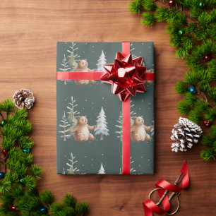 Niedlicher Winter-Schnee-Bär Whimsical Woodland Wi Geschenkpapier