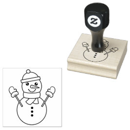 Niedlicher Winter Snowman Cartoon Illustration Fes Gummistempel