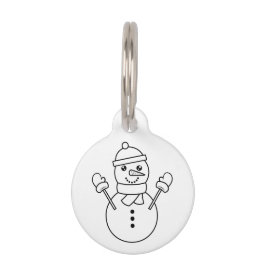 Niedlicher Winter Snowman Line Kunst-Illustration Haustiermarke
