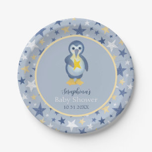 Niedlicher Winter Star Pinguin Kinderdusche Pappteller