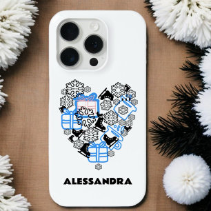 Niedlicher Winter Weihnachts-Doodle-Monogramm-Schn Case-Mate iPhone Hülle