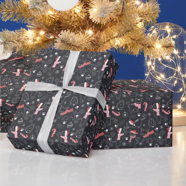 Niedlicher Winter Weihnachts-Katzenmuster Geschenkpapier (Feiertage)
