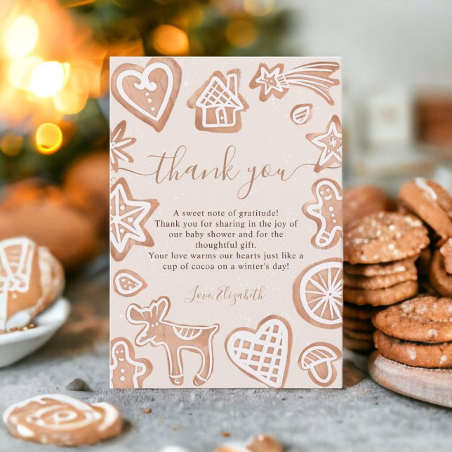 Niedlicher Winter Weihnachts kleine Kekse Babydusc Dankeskarte (Cute winter Christmas little cookie baby shower Thank You Card)