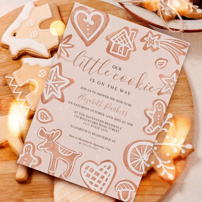 Niedlicher Winter Weihnachts kleine Kekse Babydusc Einladung (Cute winter Christmas little cookie baby shower Invitation)