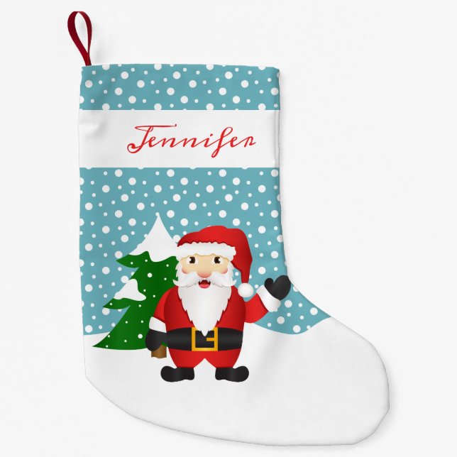Niedlicher Winter-Weihnachtsmann mit personalisier Kleiner Weihnachtsstrumpf (Vorderseite)