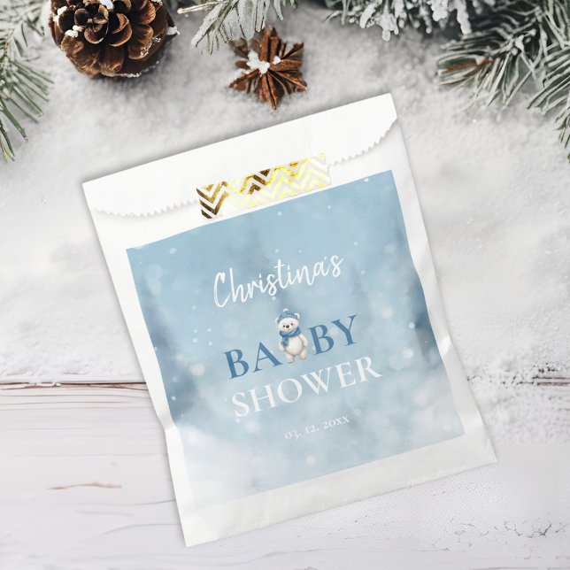 Niedlicher Winterbär Blue Baby Dusche Geschenktütchen (Von Creator hochgeladen)