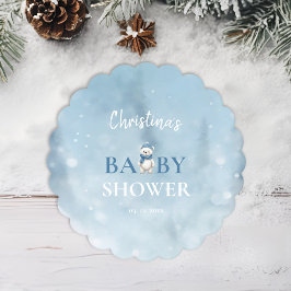 Niedlicher Winterbär Blue Baby Dusche Untersetzer