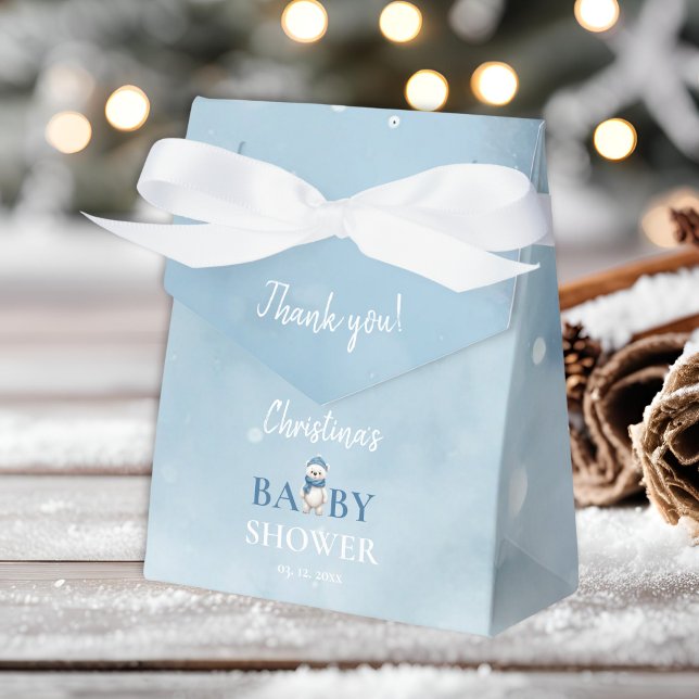 Niedlicher Winterbär Blue Baby Dusche Vielen Dank Geschenkschachtel (Von Creator hochgeladen)