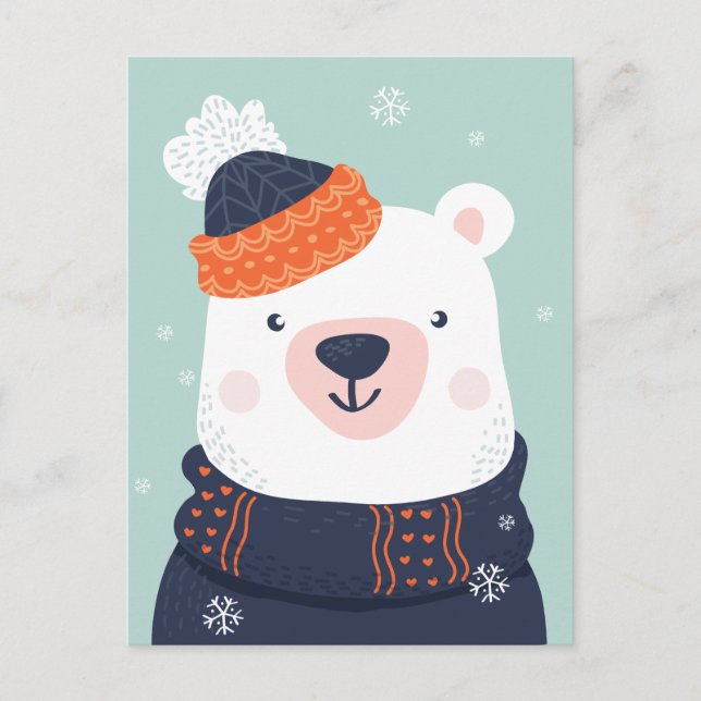 Niedlicher Winterbär Postkarte (Vorderseite)