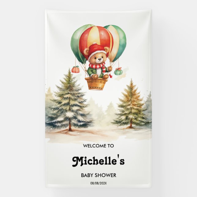 Niedlicher Winterbärenwald Tiere Kinderdusche Banner (Vertikal)
