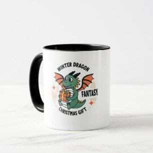 Niedlicher Winterdrache mit Geschenkfantasie Weihn Tasse