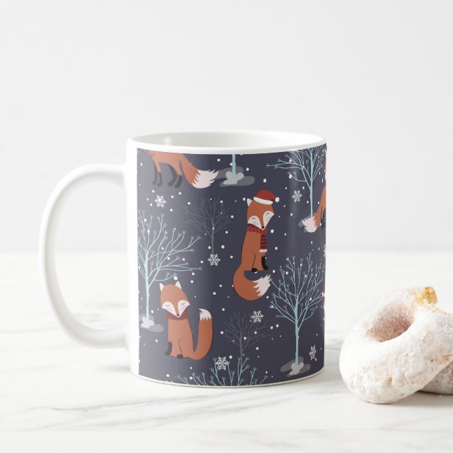 Niedlicher Winterfuchs Kaffeetasse (Mit Donut)
