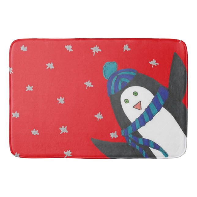 Niedlicher Winterpinguin Badematte (Vorderseite)