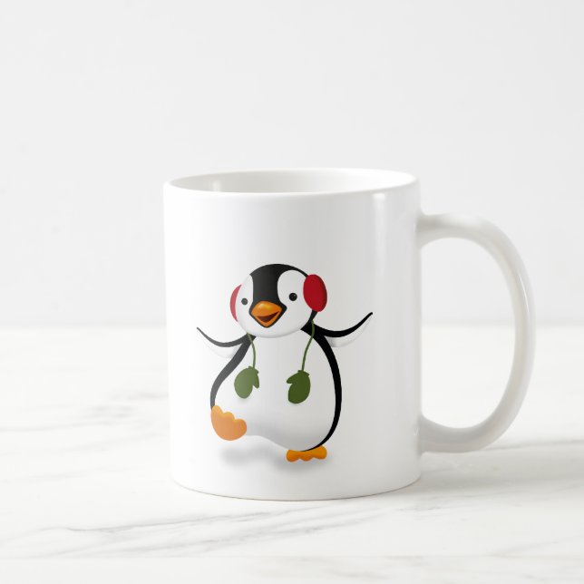 Niedlicher Winterpinguin Kaffeetasse (Rechts)