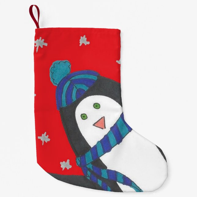 Niedlicher Winterpinguin Kleiner Strumpf Kleiner Weihnachtsstrumpf (Vorderseite)