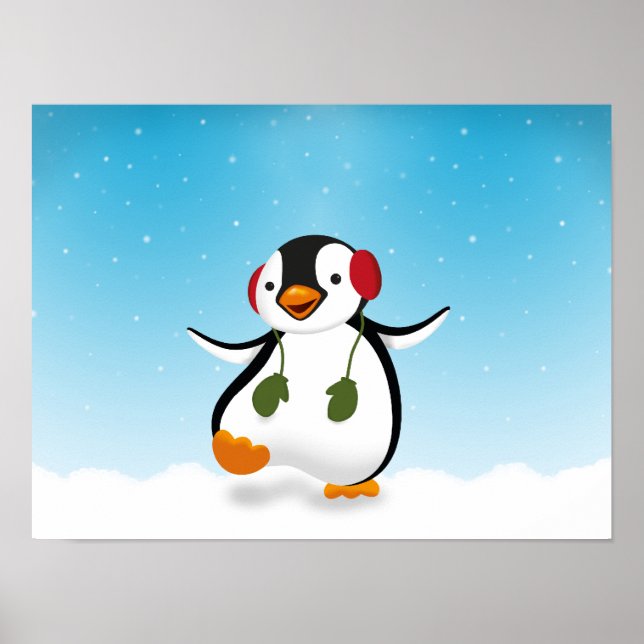 Niedlicher Winterpinguin Poster (Vorne)