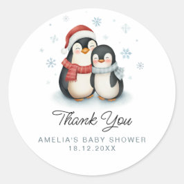 Niedlicher Winterpinguin Weihnachtsdusche Runder Aufkleber