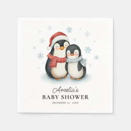 Niedlicher Winterpinguin Weihnachtsdusche Serviette
