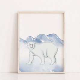 Niedlicher Winterpolarbär Arktis Kinderzimmer Wand Poster