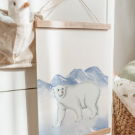 Niedlicher Winterpolarbär Arktis Kinderzimmer Wand Wandteppich Mit Holzrahmen