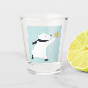 Niedlicher Winterpolarbär Schnapsglas
