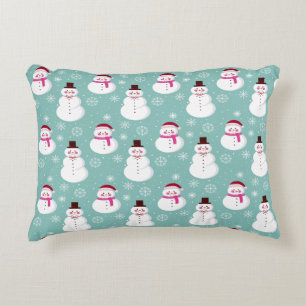 Niedlicher Winterrosa Frostischer Schneemann Dekokissen