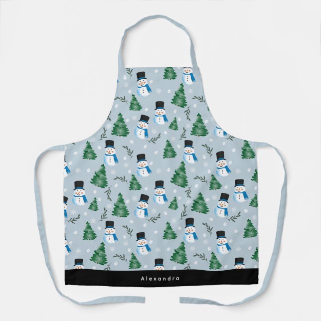 Niedlicher Winterschneepatter Individuelle Name Schürze (Vorderseite)
